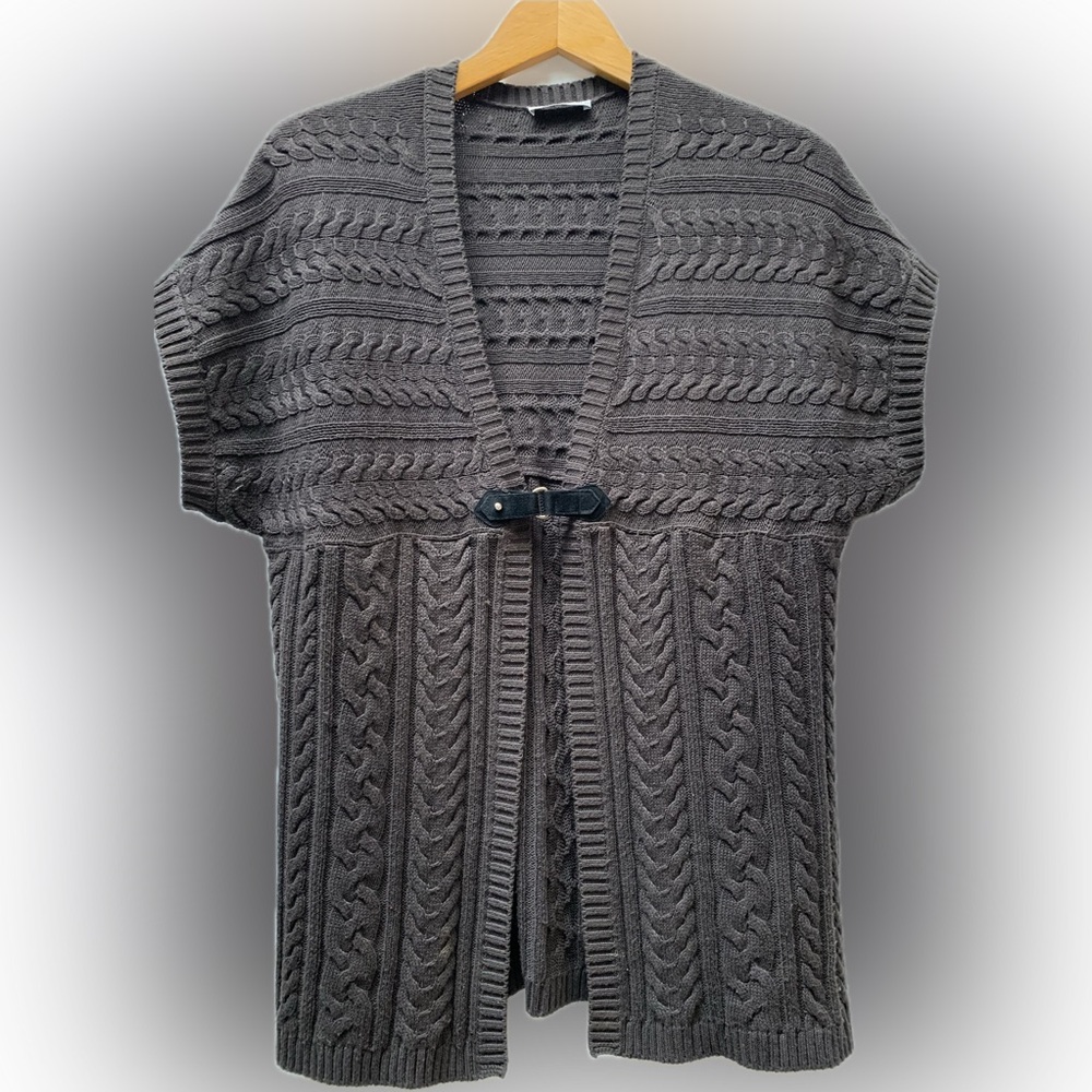 OLSEN NOW OR NEVER brown cable knit cardigan